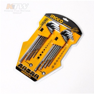 INGCO ชุดประแจแอล หกเหลี่ยม/หัวจีบ (Torx) 18 ชิ้น ยาวพิเศษ รุ่น HHKSET0181 ผลิตจากวัสดุ CR-V