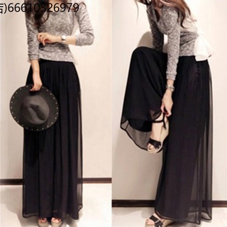 Wide -leg pants chiffon summer new Korean version of high -waisted loose skirt