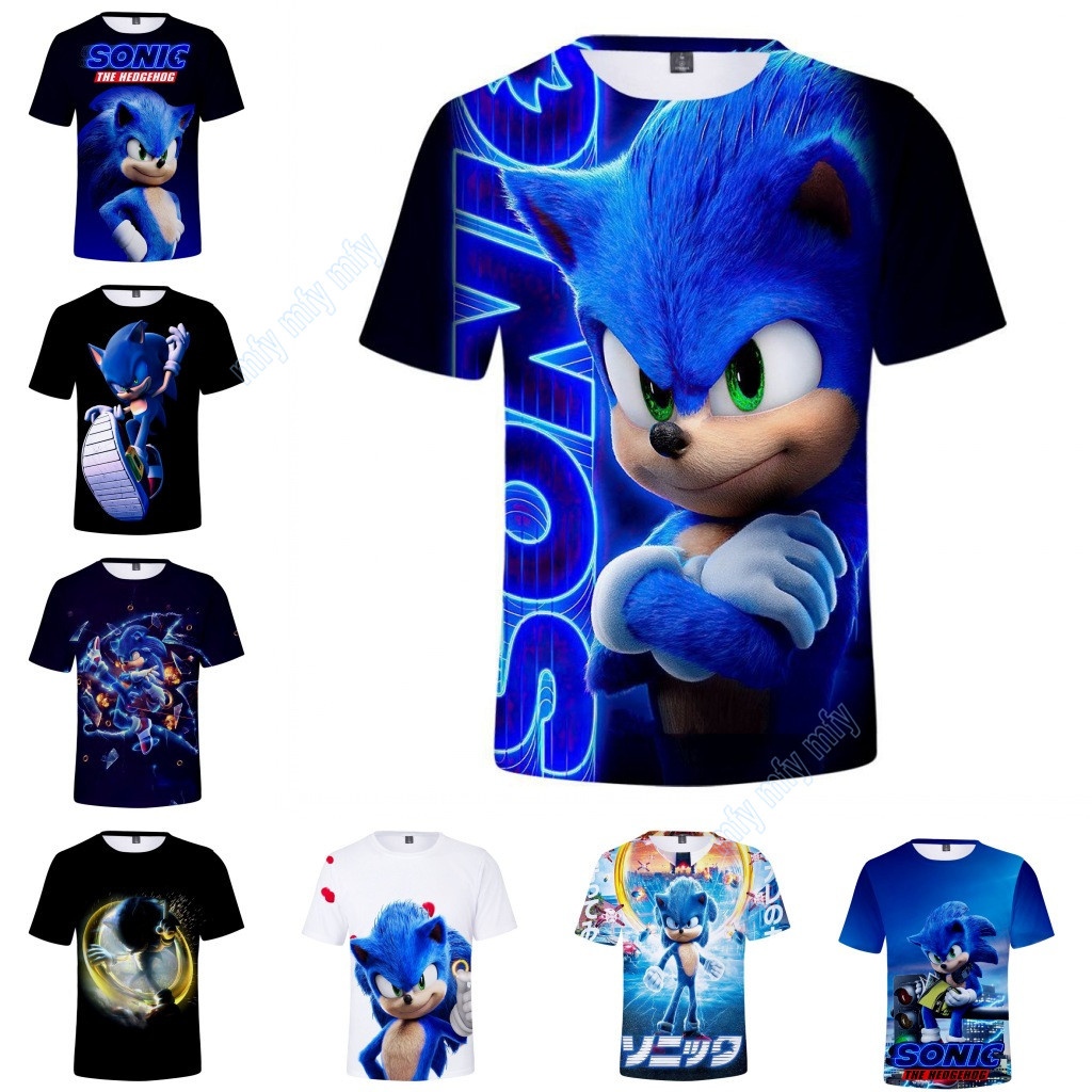 เสื้อยืดพิมพ์ลายการ์ตูน Sonic the Hedgehog ลําลองสําหรับเด็ก