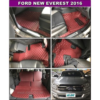 Ford Everest 2015-21 พรมรถยนต์6D สีไวน์แดง เต็มคัน เข้ารูป