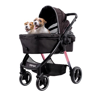 &lt;SPD&gt; ibiyaya รถเข็นสุนัข 30กก. คันใหญ่ Retro Luxe Pet Stroller (FS2102-BK)