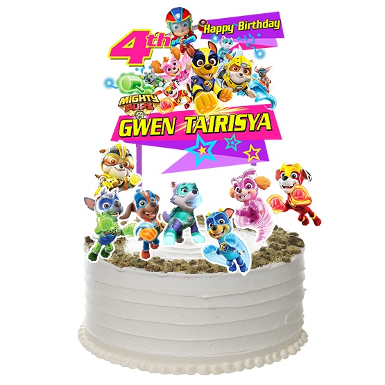 Paw Patrol Mighty Pups Birthday Cake Topper / ตกแต่งเค้กวันเกิด