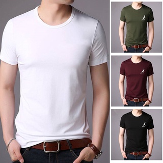 เสื้อลำลอง สีทึบ แขนสั้น ผู้ชาย นุ่มและสบาย ขนาด：M-5XL