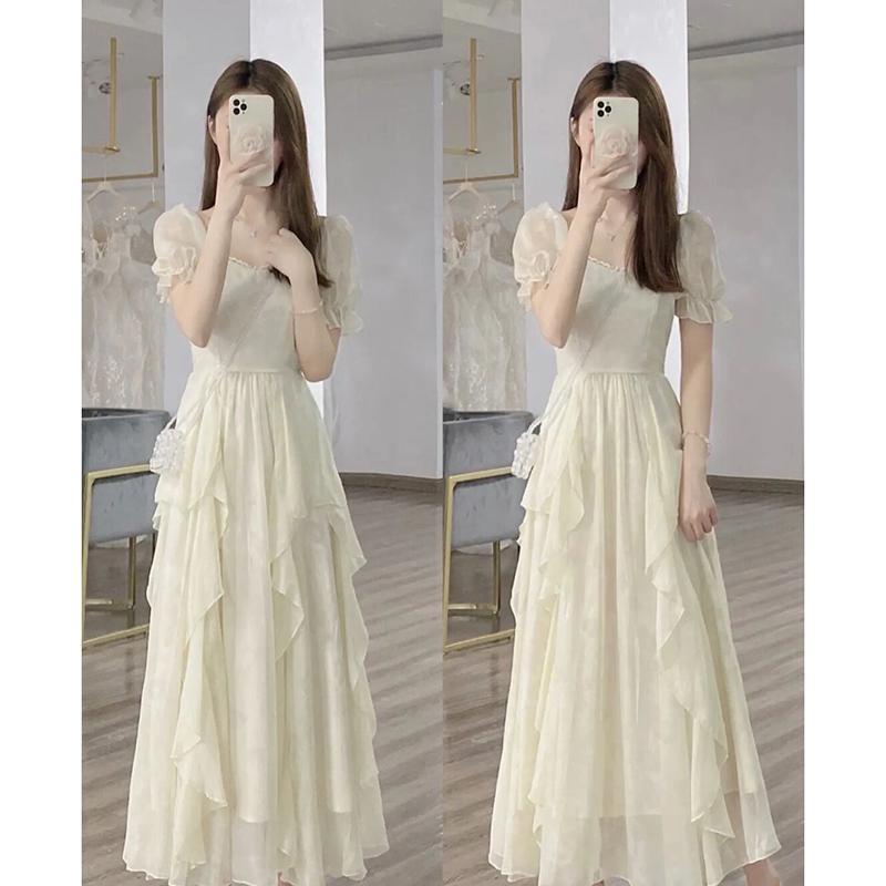 Hot Sale / 2022 New French Fairy Gentle Wind Long Skirt High-Quality Design Slim White Dress for Women #4