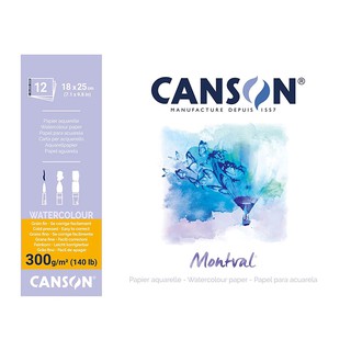 Canson(แคนสัน) สมุดมอลวัลยึดกาวด้านข้าง หนา 300g ขนาด18×25 ซม. ผิวกึ่งหยาบ บรรุจ 12 แผ่น C200 807 317