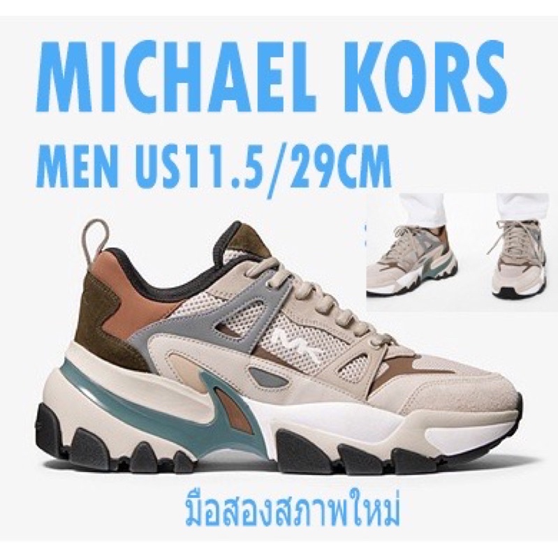 michael kors men sneaker รองเท้าชาย Us11.5 used like new ไมเคิล คอร์ รองเท้าหนังกลับผ้าใบ