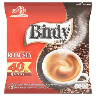 🔥The Best!! เบอร์ดี้ กาแฟ 3อิน1 โรบัสต้า กาแฟปรุงสำเร็จชนิดผง 15.5กรัม x 40 ซอง Birdy Coffee 3 in 1 Robusta Instant Coff