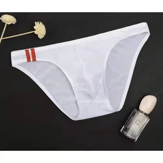 ▶️มาใหม่◀️กางเกงในชาย ทรงbikini เอวต่ำ ผ้าลื่นซีทรู ผ้าลื่นทั้งตัว เบาบาง เป้านูน นิ่มลื่นเย็นสบาย