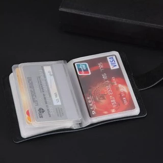 กระเป๋าใส่บัตรช่องใส่การ์ด PU สีดำเรียบง่าย 6 ช่อง