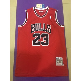 ใหม่ Chicago Bulls ปี 1997-98 สําหรับผู้ชาย #23 เสื้อกีฬาบาสเก็ตบอล ปักลาย Michael MN BULLS สีแดง