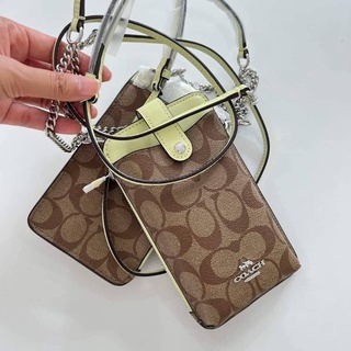 COACH NORTH/SOUTH PHONE CROSSBODY IN SIGNATURE CANVAS COACH C7397 หายาก