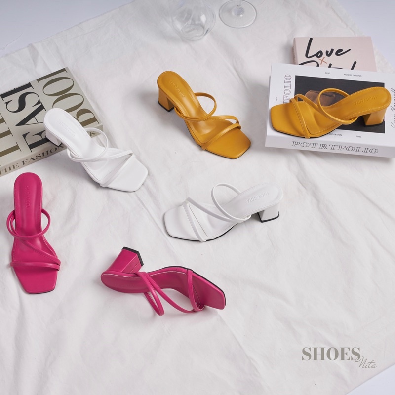 💥Sale💥รองเท้าส้นสูง 2.5 นิ้ว สายคาด สุดแซ่บ หนังนิ่ม 3 เส้น  SHOESNITA*พร้อมส่ง