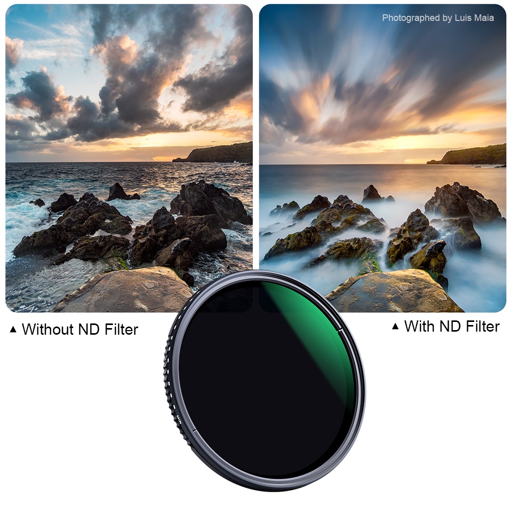 K&F Concept Nano K-serie ND-filter 49 mm variabel grijsfilter ND2-ND2000 (1-11 f-stops