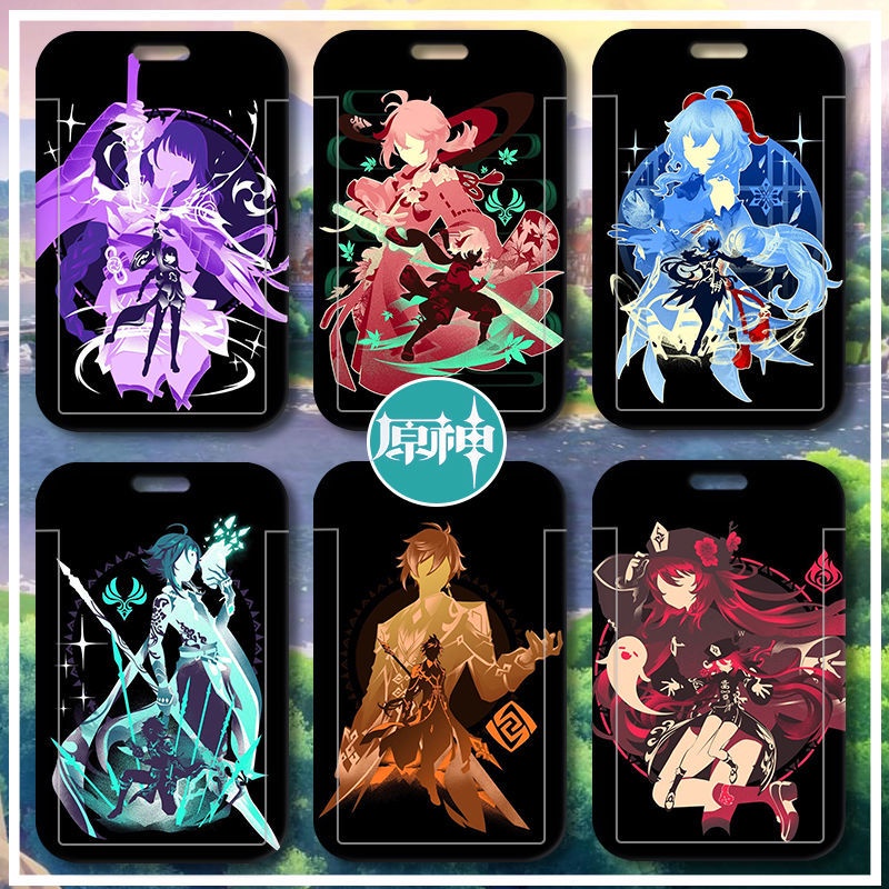 อะนิเมะ Genshin Impact Raiden Kaedehara Kazuha DIY นักเรียน ID Access Card Holder Metro Card Bus Car
