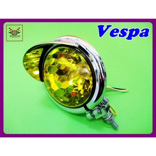 VESPA HEADLIGHT HEADLAMP "YELLOW" ACCESSORIES CAP //  ไฟหน้า ไฟแต่ง สีเหลือง มีแก๊ป เวสป้า สินค้าคุณภาพดี