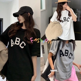 Fashion เสื้อยืดเกาหลี  ABC โอเวอร์ไซส์ งานสกีนมาตรฐาน เนื้อนิ่ม ผ้าไม่ติดตัว ใส่สบาย ABC