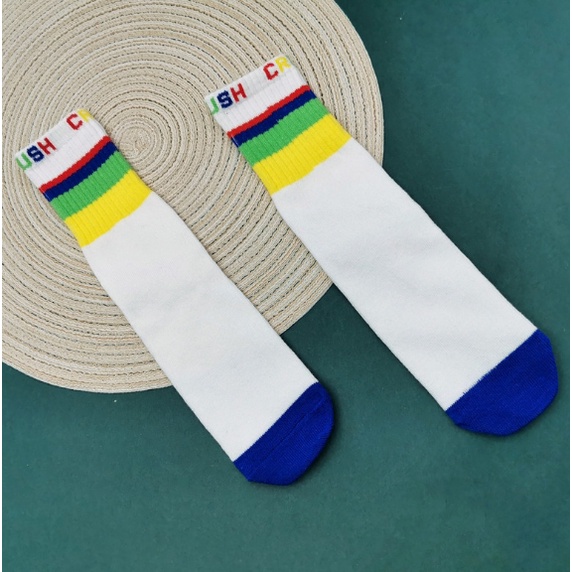 Rainbow sock set ( 3 คู่) ถุงเท้า rainbow เน้นแถบสีสันเล่นลาย #6