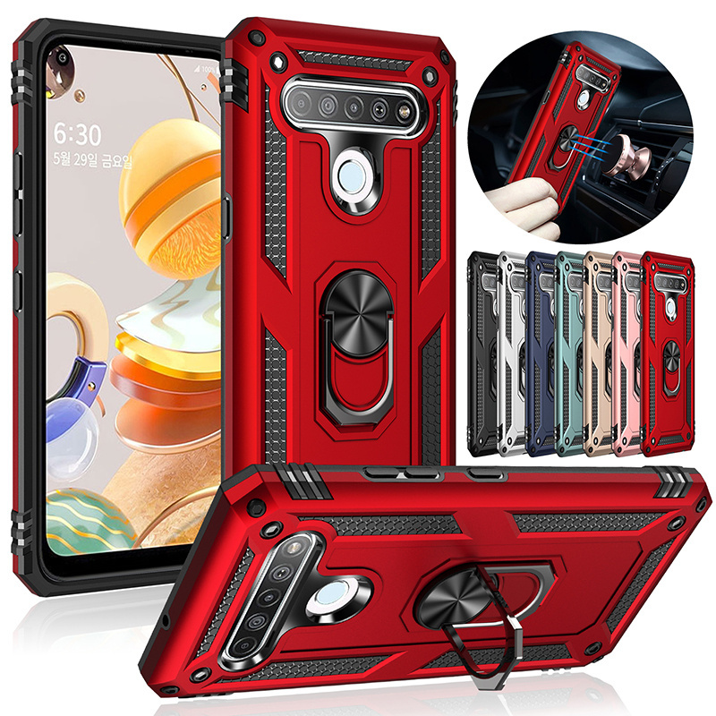 สําหรับ LG K61 / Q61 กันกระแทกเกราะทหารกรณีแหวน Kickstand ฝาครอบ