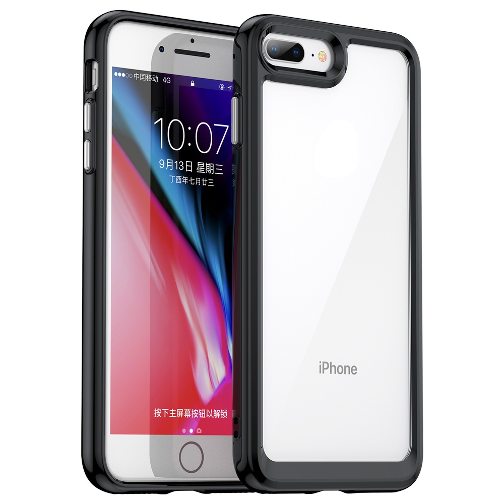 เคสอะคริลิคใส กันกระแทก ลายอวกาศ สีพื้น สําหรับ iPhone 7 Plus iPhone 8 Plus