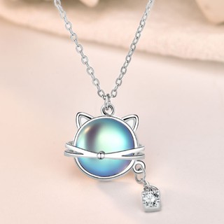 เงินแท้ S925 สร้อยคอ Cat necklace เงินแท้ จี้หินคริสตัล แฟชั่น จี้ สำหรับผู้หญิง คริสต์มาส ปีใหม่ วันเกิด ของขวัญ