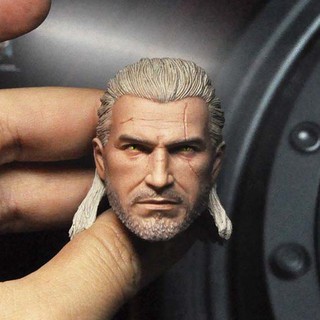 1/6 ตุ๊กตาฟิกเกอร์ Demon Hunter White Wolf Geralt Head Model Fit 12 นิ้ว COO สีขาวของเล่นสําหรับเด็ก