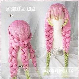 Anime Demon Slayer Cosplay Kanroji Mitsuri Wig Long Pink Curls Antiquity Wig Halloween Party Show Pr