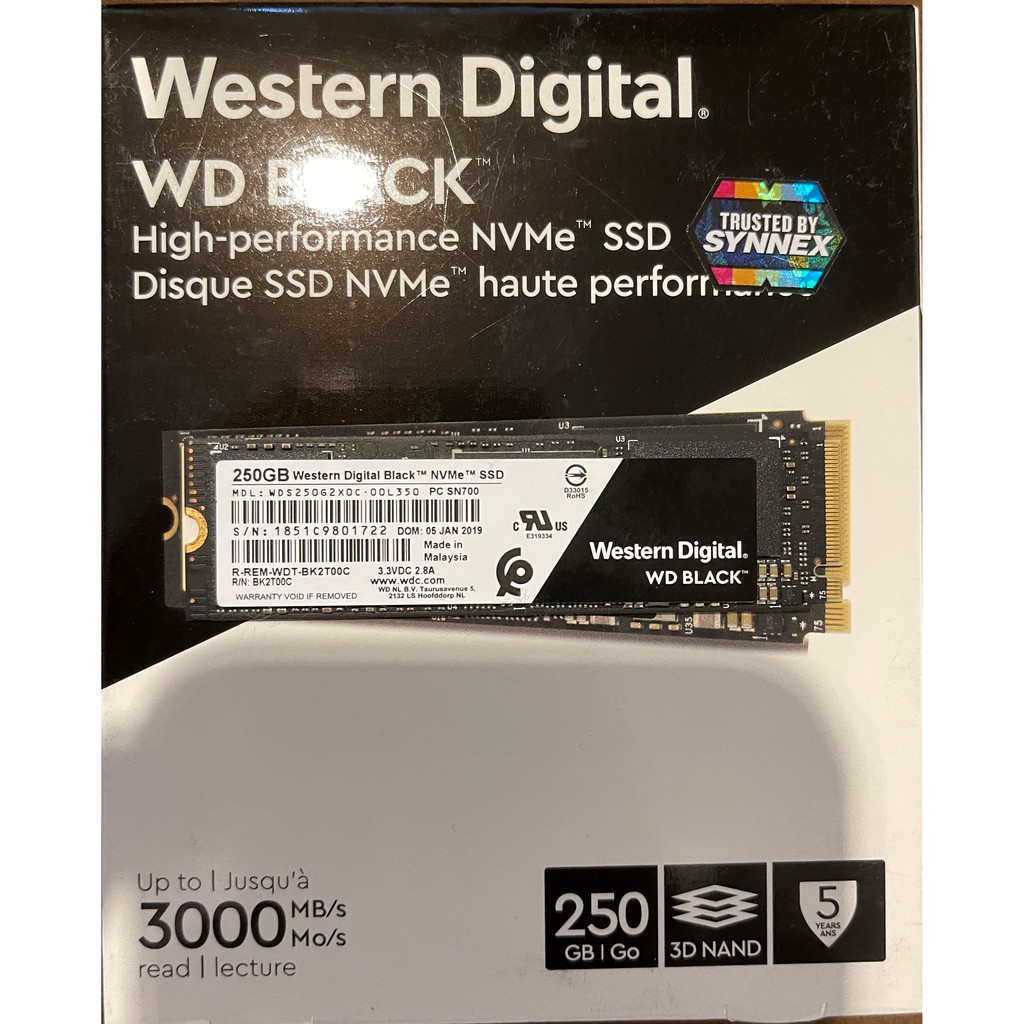 SSD WD black NVMe 250GB (มือสอง)