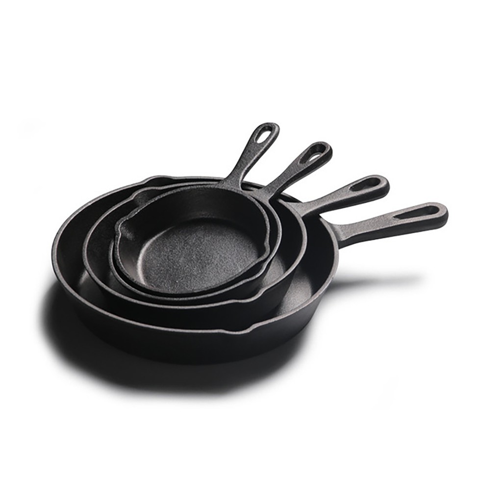 HOMEBERG กระทะเหล็กหล่อ กระทะเหล็ก กระทะ มีด้ามจับ มีให้เลือกขนาด 4 แบบ