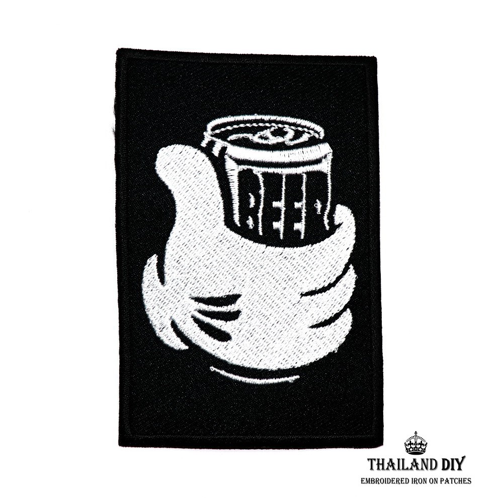 ตัวรีดติดเสื้อ ลายการ์ตูน ชอบ เบียร์ น่ารัก ตัวรีดเบียร์ เครื่องดื่ม Beer Drink Patch งานปัก DIY ตัวรีด ติดเสื้อ อาร์ม