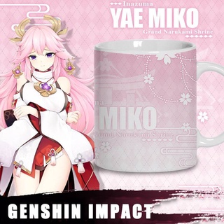 Genshin Impact - Yae Miko แก้วกาแฟถ้วยนมเซรามิกลายการ์ตูน