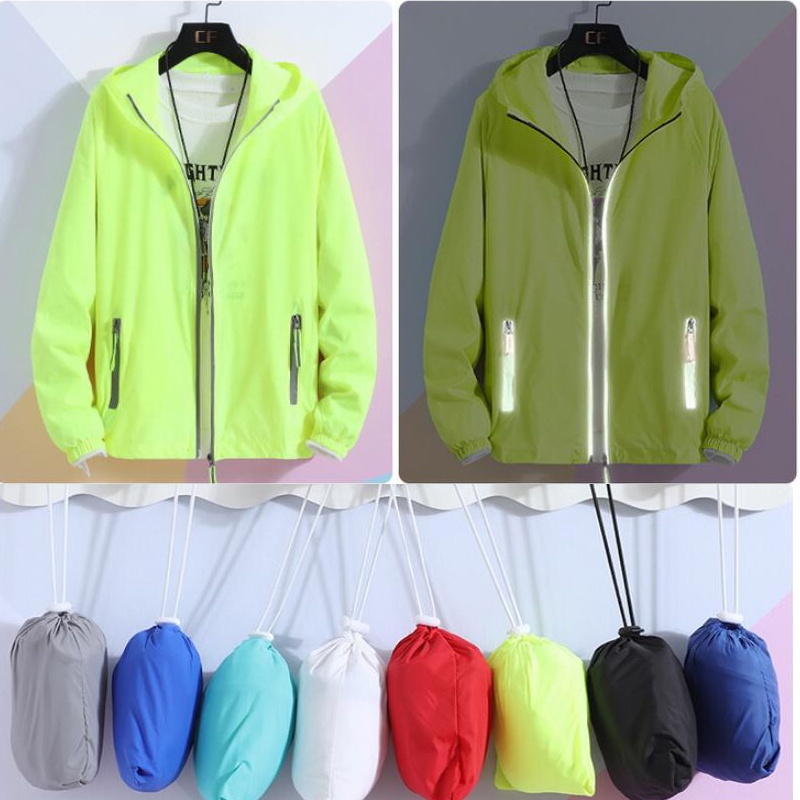 9 สีผู้ชายผู้หญิงแห้งเร็ว Anti-UV Ultra-Light Sun-Protectสะท้อนแสงWindproof Skin Coat 3XL-7XL
