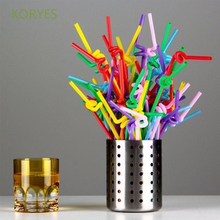 Koryes Diy หลอดพลาสติกสําหรับใส่เครื่องดื่มน้ําผลไม้ไวน์ 100 ชิ้น / หลากสี