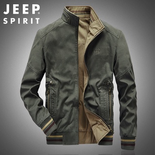 เสื้อแจ็กเก็ต JEEP SPIRIT ผ้าฝ้ายแท้ แบบสองด้าน สําหรับผู้ชาย