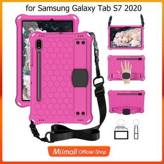 Miimall Samsung Galaxy Tab S7 2020 SM-T870 / T875 / T878 เคสซิลิโคน + เคสป้องกัน สีดํา แบบแข็ง พร้อมขาตั้ง พับได้ สําหรับ Samsung Galaxy Tab S7 2020