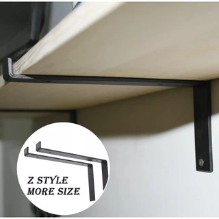 ขาเหล็กรับชั้น วางของ ทรงZ(ราคาต่อคู่) สไตล์โมเดิร์น Loft ขนาด15-30cm. หนาพิเศษ4.5มิล สีดำpowder coat ถูกที่สุด (Z type)