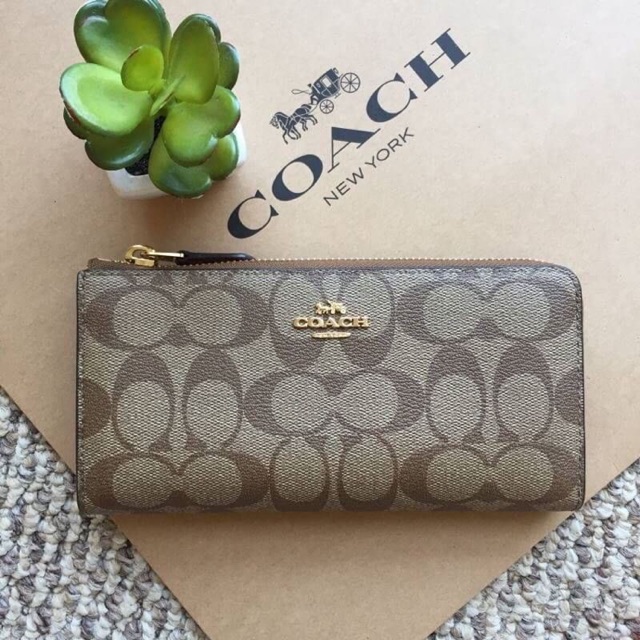 Coach L-Zip Wallet In Signature Canvas F39673 IME74
