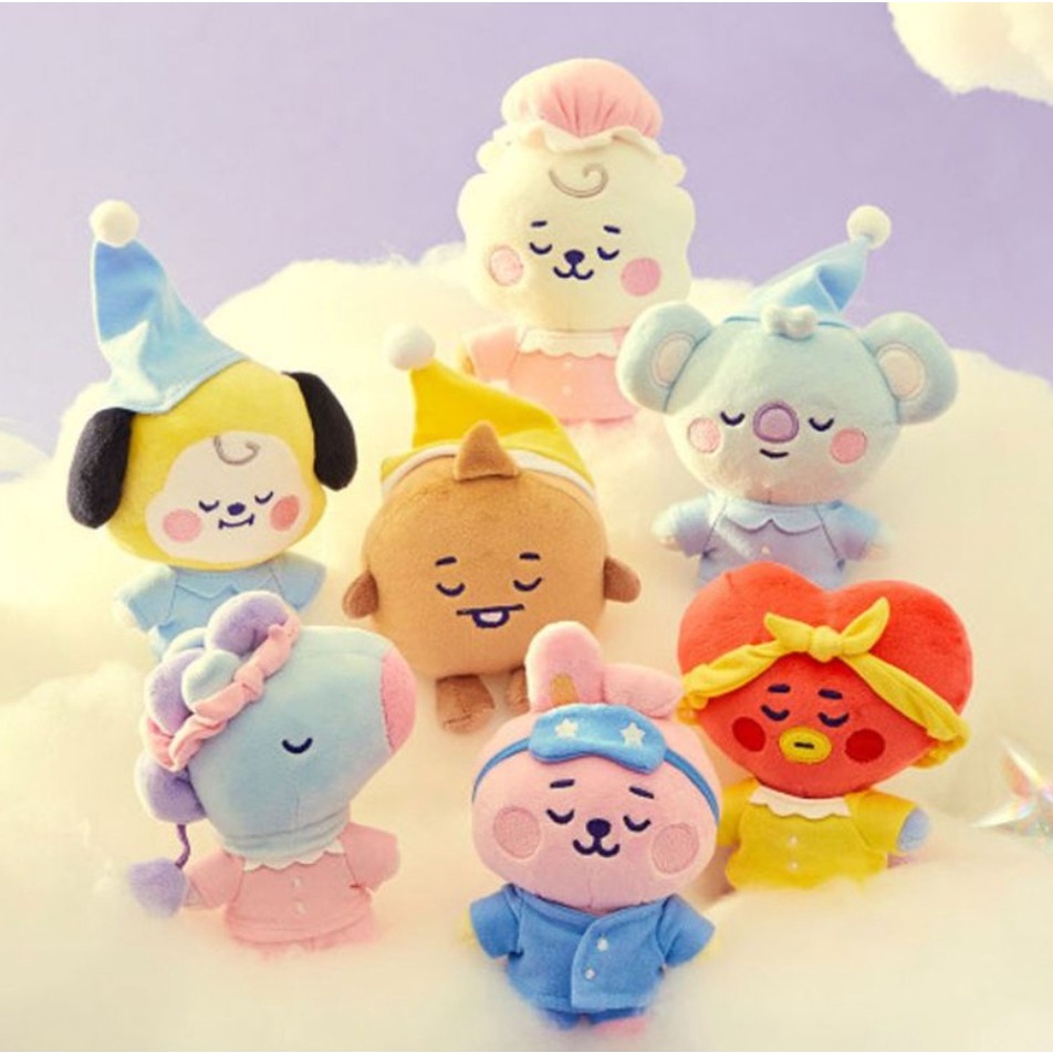 Gantungan Bts BT21 Sleeping edition ตุ๊กตาคอลเลกชันพวงกุญแจ KOYA RJ SHOOKY MANG CHMMY TATA COOKY