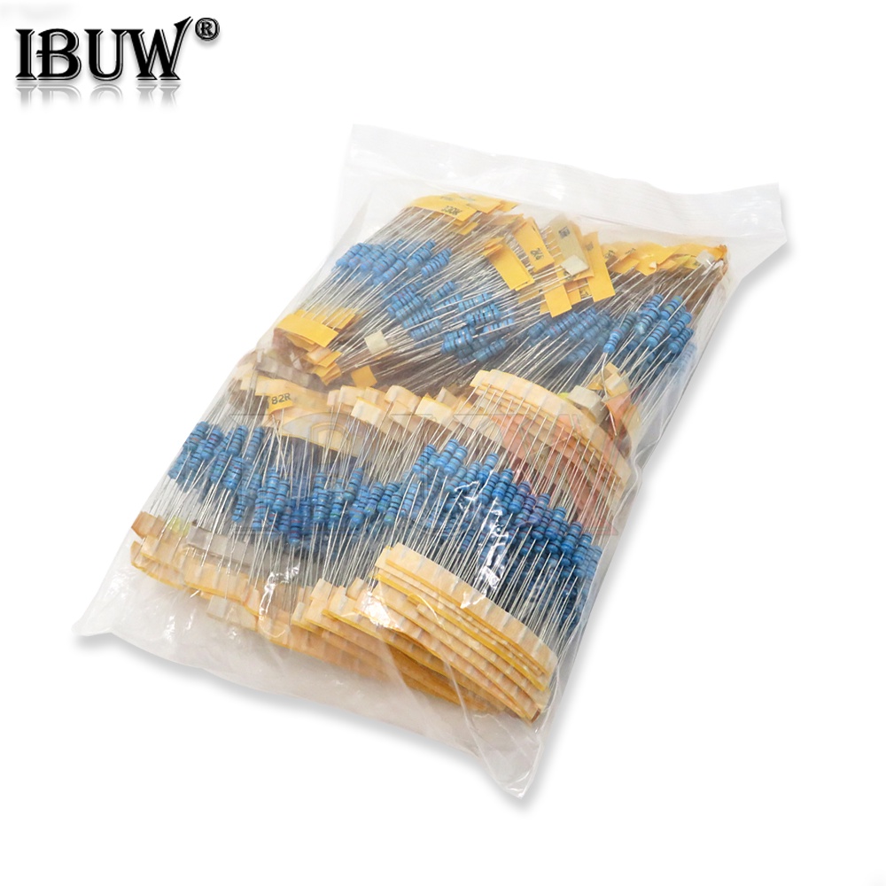 ชุดตัวต้านทานฟิล์มโลหะ 1/2W 1R 2.2R 3.3R 4.7R 100R 100K 470K 10M 1M 2M โอห์ม 110 ค่า*10 ชิ้น = 1100 