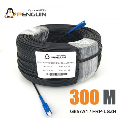 สายไฟเบอร์ออฟติก 1 คอร์ SC/UPC (สลิงฝอย 0.4*7) ยาว 300 เมตร