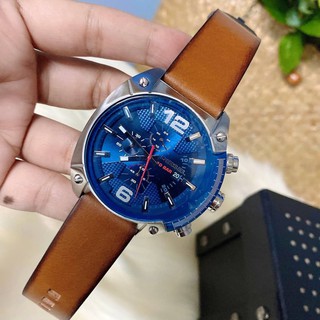 (สด-ผ่อน)🎗แท้100% Diesel Mens Stronghold Stainless Steel Brown Leather Watch 51mm