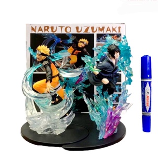 โมเดล Naruto นารูโตะ&amp;ซาสึเกะ แอคชั่นฐานคู่ กล่อง2ตัว ขนาด16cm.