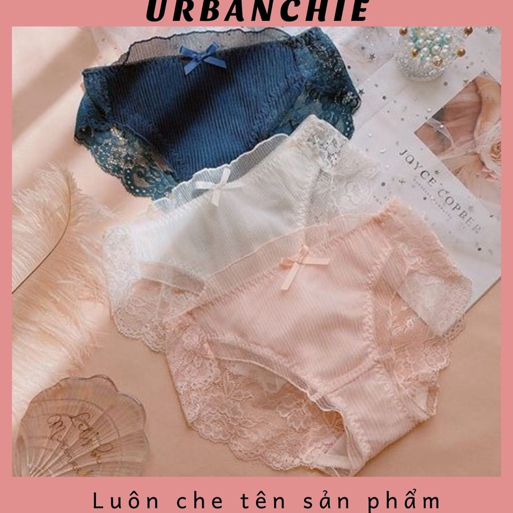 กางเกงชั้นในลูกไม้ผู้หญิงเซ็กซี่ราคาถูกสุดๆมีโบว์-QL002 กางเกงชั้นในลูกไม้ลายดอกไม้