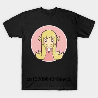 เสื้อสีขาว - เสื้อยืดผู้ชายพิมพ์ลาย Tshirt แขนสั้นสไตล์ใหม่ Monogatari Oshino Shinobu อะนิเมะเสื้อย