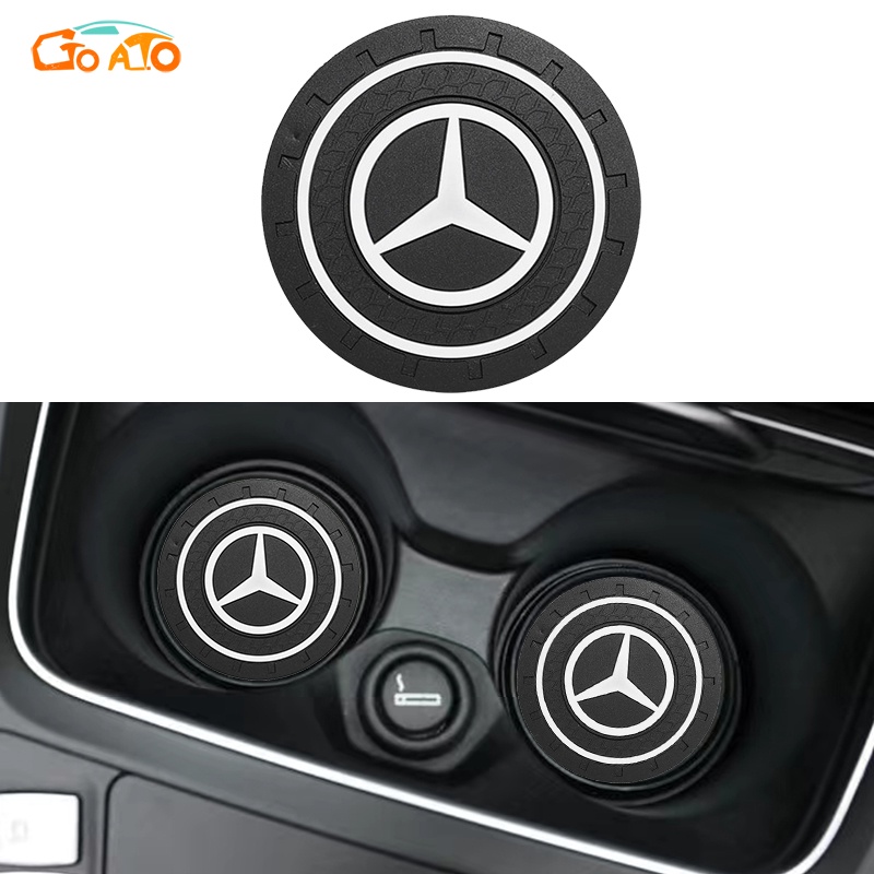 GTIOATO แผ่นรองแก้วในรถ ที่รองแก้วรถยนต์ ที่รองแก้วในรถยนต์ กันลื่น กันน้ํา แผ่นรองแก้วน้ําในรถยนต์ ที่รองแก้วน้ําในรถยนต์ ที่วางแก้วน้ําในรถยนต์ ที่รองแก้วรถ ของแต่งรถยนต์ สำหรับ Mercedes Benz E200 AMG GT GLC300 S G63 E W202 W204 W212 W203 S500 G500 GLE