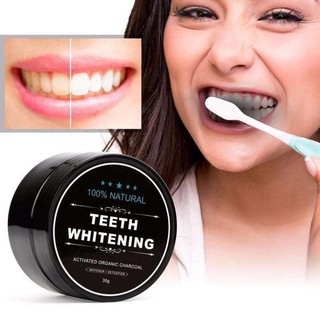 #34 ผงถ่านชาโคลขัดฟันขาว Teeth Whitening ฟอกฟันขาว สูตรธรรมชาติ 100% 1 กระปุก 30 g.