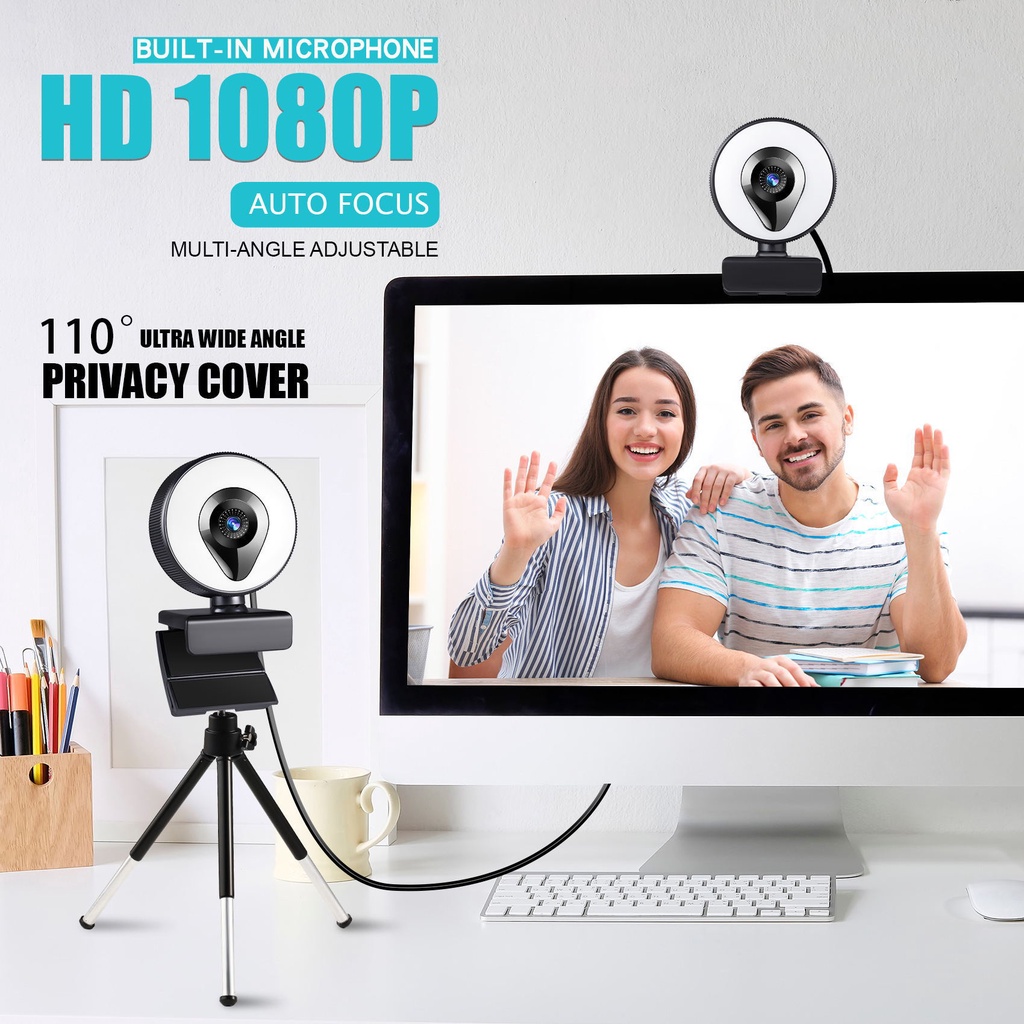 B4K Beauty Auto Focus Camera With Mic 2K HD Touch USB Live 1080P Webcam ...