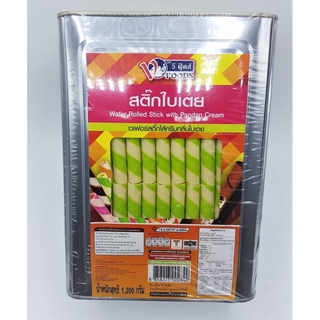 ปังปีปโคล่อน รสใบเตย ขนมไทย 1.2 กิโล ขนมปังปีป หอม กรอบ อร่อย ขนมทานเล่น wafer stick pandan