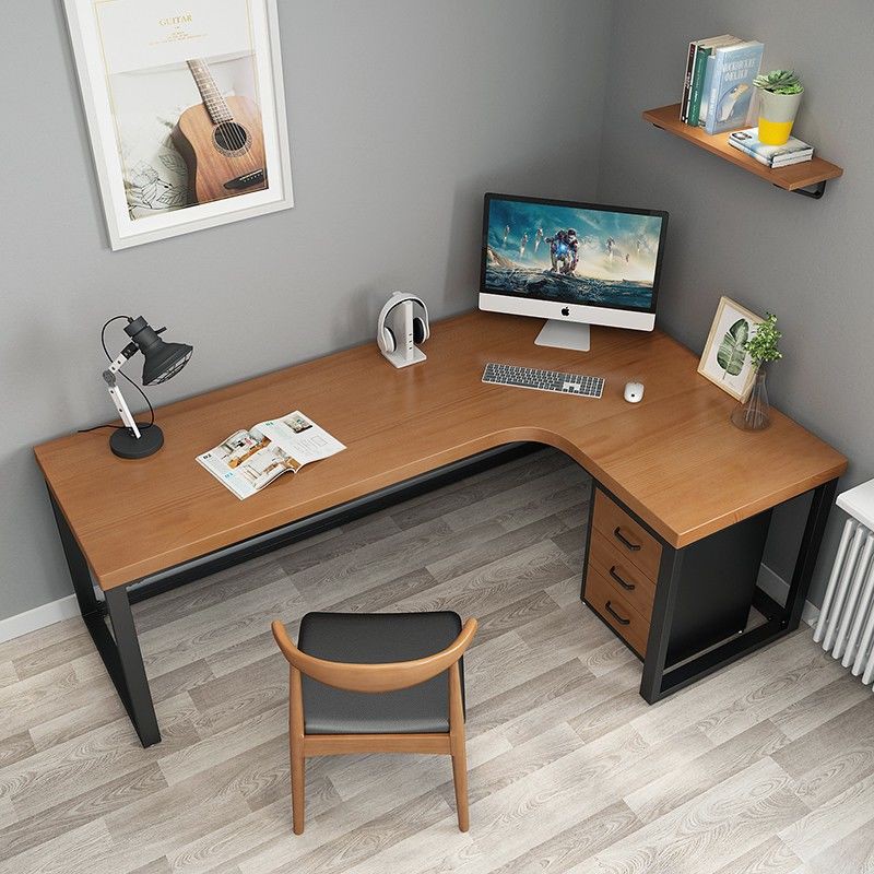 Simple#Corner Solid Wood Desk Home Desktop Computer DeskLCorner Office