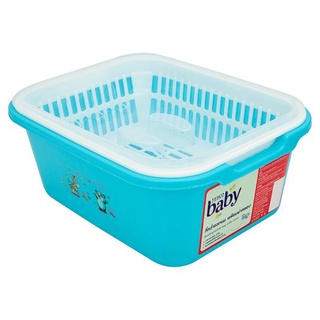 ราคาพิเศษ!! เทสโก้ เบบี้ ที่คว่ำขวดนมพร้อมฝาครอบ สีฟ้า 1 ชุด Tesco Baby Blue Colour Feeding Bottle Tray with Cover 1 Set