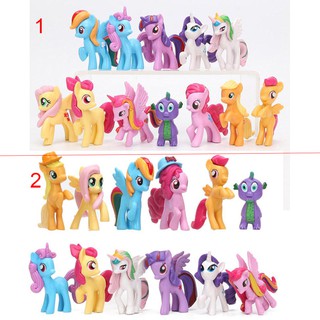 ตุ๊กตาฟิกเกอร์ My Little Pony Dash Twilight Sparkle Apple Jack สีรุ้ง จํานวน 12 ชิ้น ต่อชุด